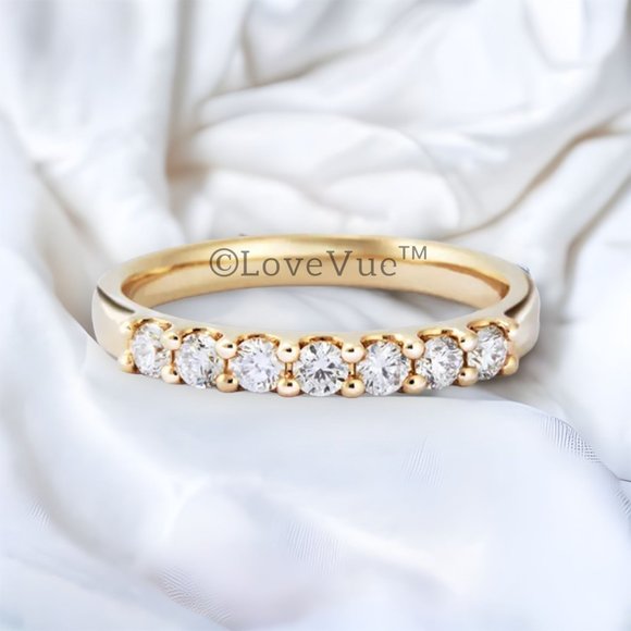 2.5mm Diamond Brilliant Cut Half Eternity Engagement Wedding Ring Band - Picture 1 of 16